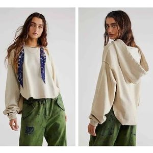 Free People Backyard Hoodie Ecru Combo